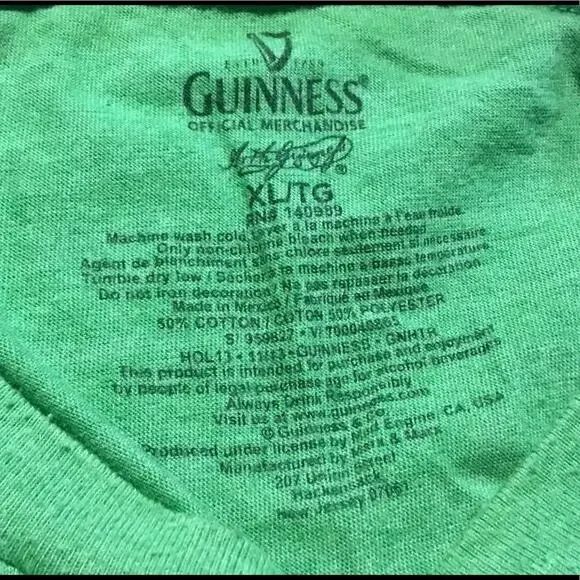 MENS GUINNESS LOGO T-SHIRT - Picture 3 of 4